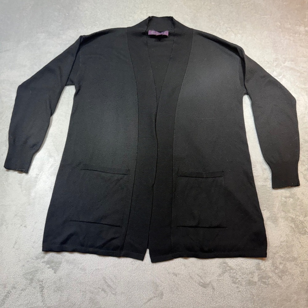 Gloria Vanderbilt Black Open Front Cardigan Pocket's Classic layer Womens Medium